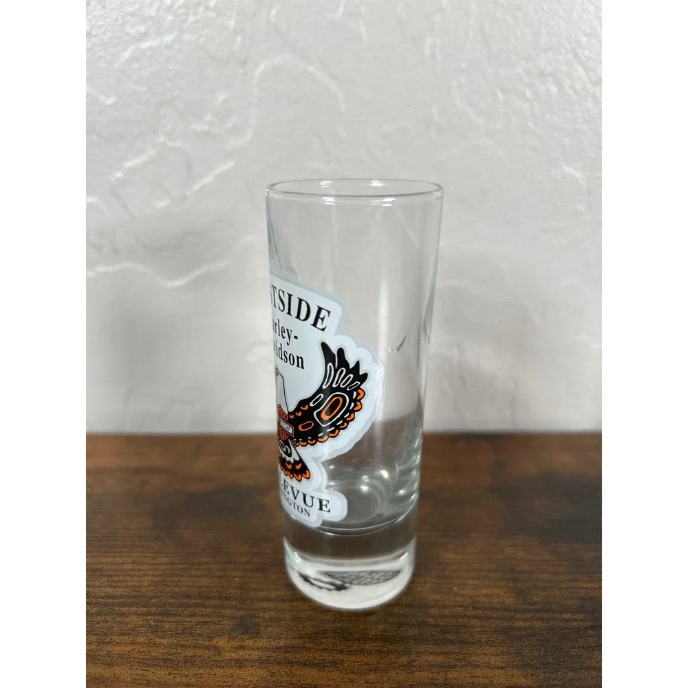 Harley-Davidson Eastside Bellevue Washington Eagle Shot Glass Tall Shooter Clear